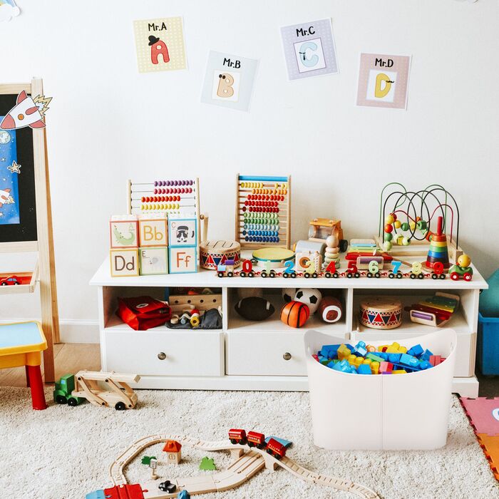 Кошик для зберігання з дерева кольору слонової кістки Relaxdays з штучної шкіри