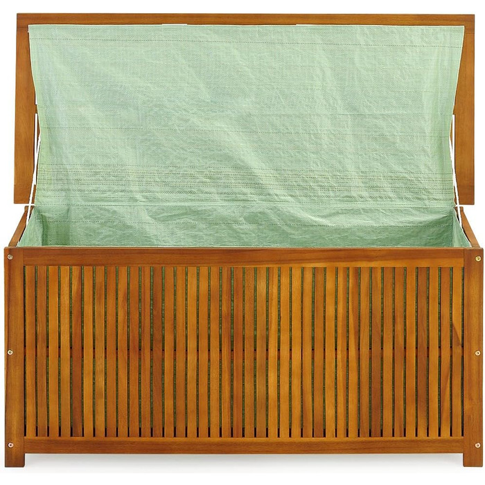 Ящик садовий дерев'яний Casaria Gartenbox з акації 205л, з кришкою, витримує 160кг, для саду, балкона, тераси, вологостійкий, лавка-ящик 115x50 см