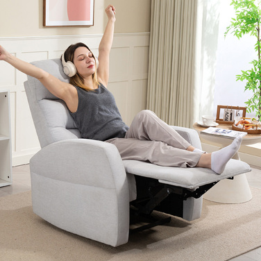 Крісло HOMCOM Relaxsessel, крісло для телеперегляду зі спинкою, що відкидається, м'яке крісло для телевізора з підставкою для ніг, крісло для відпочинку з виглядом льону для вітальні, спальні, до 150 кг, світло-сіре | Aosom