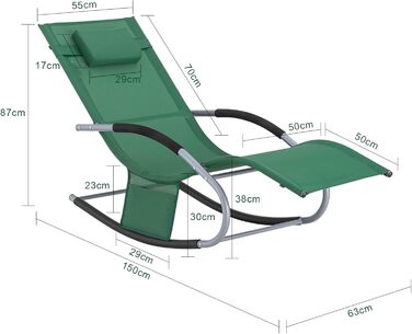 Шезлонг SoBuy для 2 осіб, садова швейцальська гойдалка, вологостійка, для тераси, балкона, кемпінгу, до 150 кг, Gartenmübel OGS28-SCHx2 (темно-зелений)