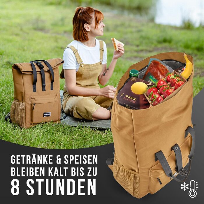 Терморюкзак Coolin' Kühlrucksack 30L: 30 літрів, з відділенням для охолодження, для пікніків та відпочинку на природі (білий/коричневий)