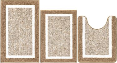 Набір килимків для ванної кімнати Pauwer: 3 шт. (з U-подібною контуром, для туалету), мікрофібра, плюш, швидковисихаючі, антиковзаючі, машинне прання, 18'x26'+18'x48'+U Shape 20'x24'