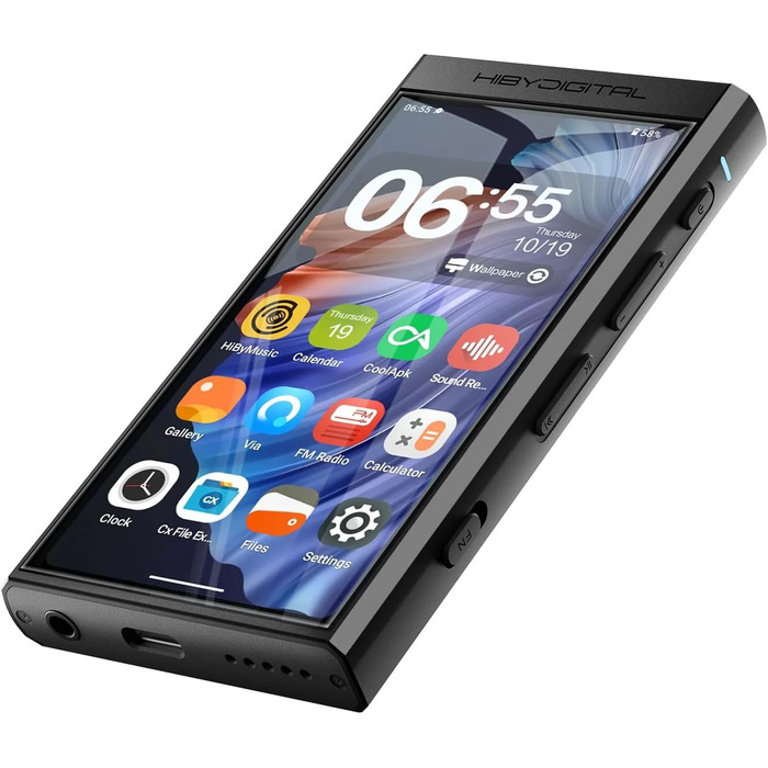 Цифровий аудіоплеєр HiBy M300 з вбудованим динаміком, Android 13, Bluetooth, Wi-Fi, FM-радіо, підтримка PCM768k, DSD256, 32 ГБ, чорний