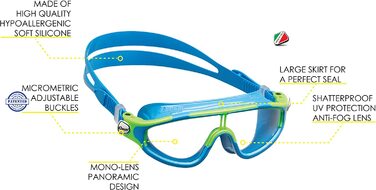 Набір для підводного плавання Cressi, Дитяча маска Moon Kid, Світло-блакитний комплект Lime Moon Kid, комплект з плавальними окулярами