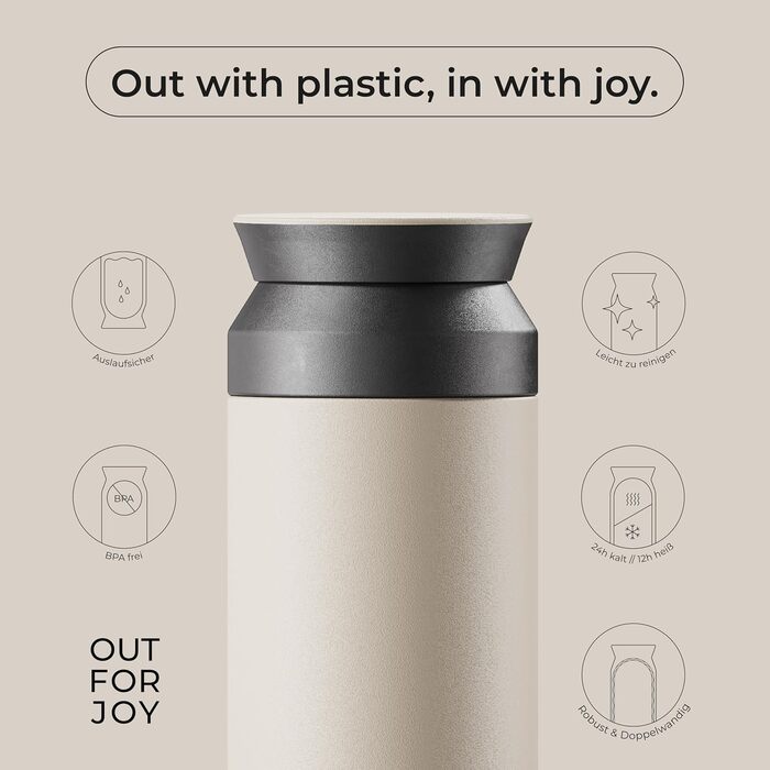 Термокружка з нержавіючої сталі 350 мл | Термокружка для кави/чаю з собою | З подвійними стінками, ізольована, не протікає | Travel Tumbler | Зберігає тепло 4 години / холод 8 годин (Бежевий Ivory)