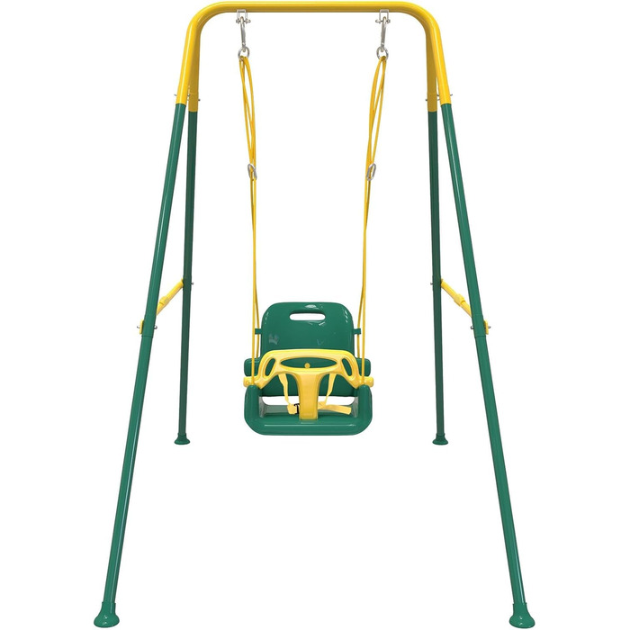 Дитяча гойдалка-шезланг 3-в-1 для дому та саду, металевий каркас, 6 місяців - 10 років (зелена)