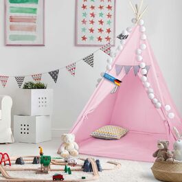 Дитячий намет-типі з натуральних матеріалів для дому та вулиці (рожевий)