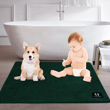 Килимок для ванної кімнати з антиковзаючим покриттям 120x80 см, мікрофібра, зелений, сертифікат Öko-Tex 100