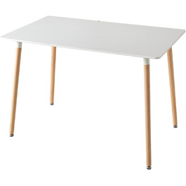 Стіл обідній GrandCA HOME прямокутний, 110x70x75 см, білий. Масивне дерево, MDF, для кухні/вітальні
