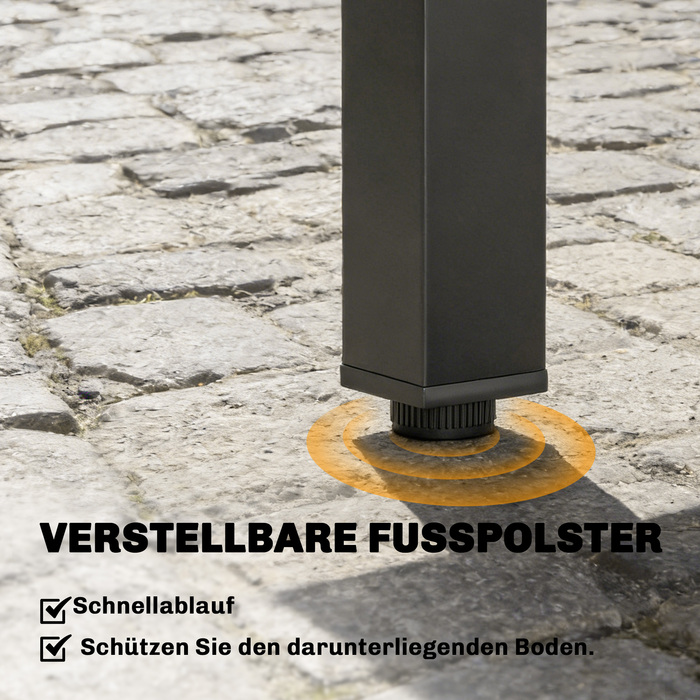 Розсувний садовий стіл 80/160 x 80 см, алюмінієвий обідній стіл на 4-6 осіб, прямокутний зі спинчастим верхом