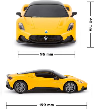 Радіокерований автомобіль Bugatti 1:24, офіційно ліцензований, жовтий Maserati. Модель на радіокеруванні з робочими фарами