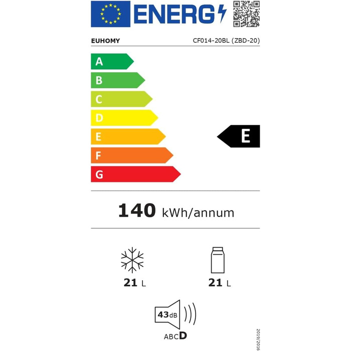 EUHOMY Холодильник компресорний 21L -20℃~20℃, 12/24V DC, 220-240V AC, з керуванням через додаток, для кемпінгу, подорожей, вантажівок, дому