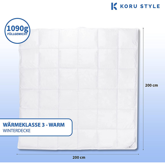 Ковдра Koru Style Royal Down 155x220 см 90 пух, 10 пір'я клас тепла 3, виробництво Німеччина