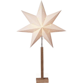 Настільна лампа EGLO з різдвяною зіркою, декоративна зірка з підсвічуванням з паперу з дерев'яною основою, 3D зірка для освітлення вікна, що стоїть в білому кольорі з кабелем, висота E14 100 см одинарна
