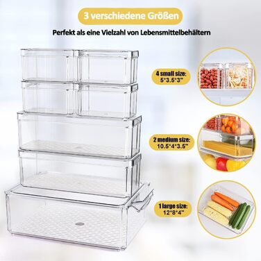 Органайзер для холодильника Jamiukro, ящик для зберігання фруктів і овочів на 7 персон, штабельовані контейнери для харчових продуктів з кришками, прозорі Кухонні контейнери для зберігання круп, зберігання напоїв
