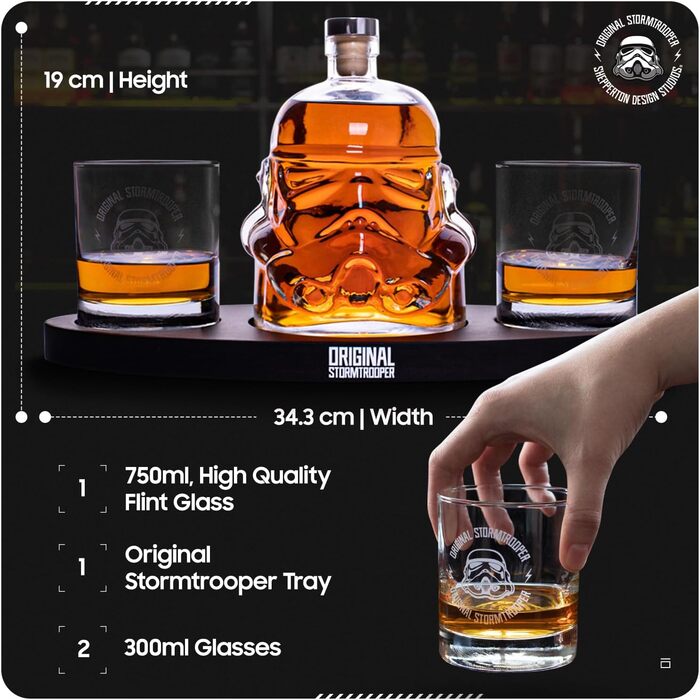 Набір для віскі Stormtrooper: декантир 750 мл та 2 келихи 300 мл, для віскі, бурбону, скотчу та джину, Thumbs Up!
