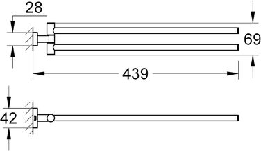 Тримач рушників GROHE Essentials, 2-х стійковий, поворотний, для свердління, з кріпленням, хром, 40371001