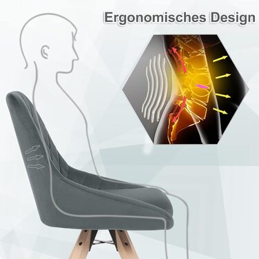 Крісла для їдальні WOLTU, набір 2 шт., поворотні, для кухні, вітальні, їдальні, з оксамитовим покриттям, на букових ніжках, до 150 кг, темно-сірий