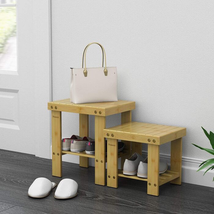 Вінтажний бамбуковий пуф-стілець - 27x23x25 см. Міцний, з неслизьким сидінням. Пуф, приліжний столик, дитячий стільчик, підставка для квітів.