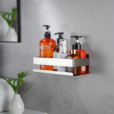 Підставка для душу без свердління - Дзеркальний кошик для ванної кімнати. Полиця для шампуню та гелю для душу, кухонна полиця без свердління. Нержавіюча сталь, економія місця