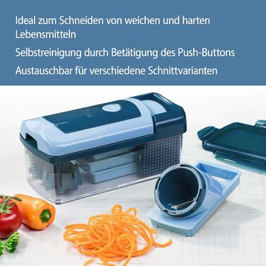 Nicer Dicer Fusion Smart Julietti - набір для нарізки овочів та фруктів, м'ятно-зелений, 16 частин | Нарізання, тертя, жульєн, спіралі, кубики | Новинка