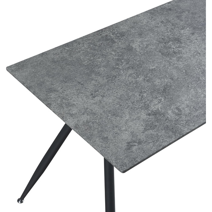 Обідній стіл Fitjar на 4 персони Обідній стіл прямокутна стільниця Кухонний стіл сталеві ніжки бетонного вигляду (бетонний вигляд, 140 х 80 см)