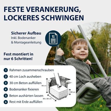 Дитяча гойдалка Hudora Start зі сталевим каркасом та сидінням - міцна, безпечна, для саду