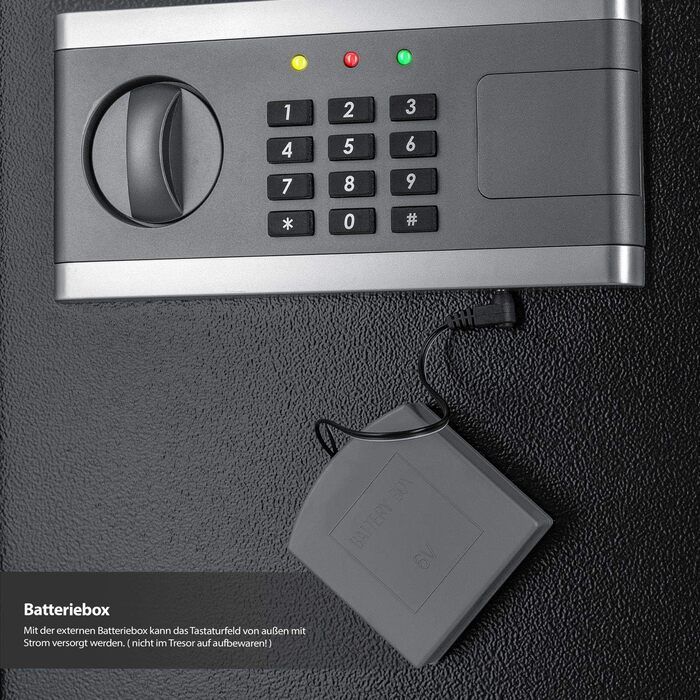 Електронний сейф KESSER® | 38x30x30 см | Вбудована батарея | Сейф з цифровим замком | 3-х рівнева замикаюча система | Настінний/підлоговий сейф | Сейф для дому | Внутрішнє освітлення | Чорний |