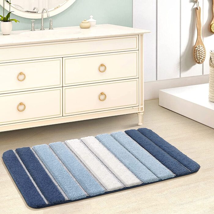 Килимок DEXI для ванної кімнати нековзний килимок для ванної килимок для ванної вбираючий м'який можна прати в пральній машині для ванної кімнати ,(40 х 60 см, синій)