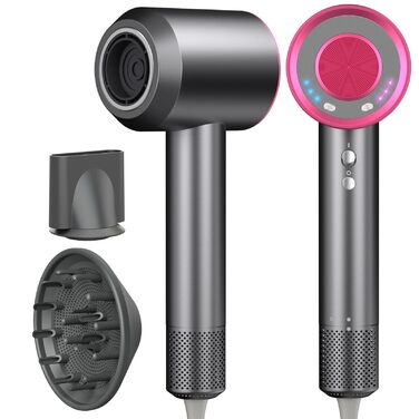 Професійний фен для волосся з високошвидкісним двигуном 160 000 об/хв, іонізацією (500 млн іонів), магнітною насадкою, 3 режими швидкості та 4 рівні температури, для дому, салонів та тварин