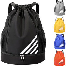 Спортивна сумка Tokeya на шнурку для чоловіків і жінок, водонепроникний рюкзак з відділенням для взуття, футбольна сумка для подорожей, йоги, плавання, фітнесу, баскетболу, чорний