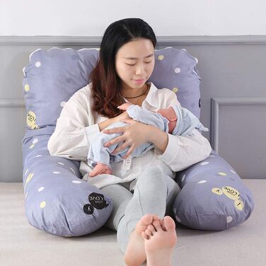 Подушка для вагітних Hongbi U-подібної форми, для сну на боці, знімний чохол, 120x65 см