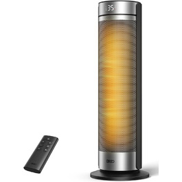 Електричний обігрівач Dreo 23 дюйми, 2000 Вт, тихий, з пультом, таймером, осциляцією, 5 режимів, PTC-кераміка, термостат, для великих приміщень, офісу, срібний