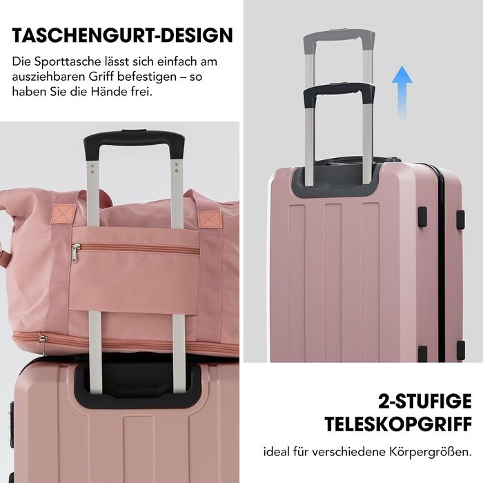 Набір валіз Vallsero: 5 шт., ABS, TSA-замок, рожеве золото. Чемодани, валізи, дорожні сумки, набір валіз