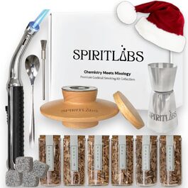 Набір для копчення віскі Cocktail з ліхтариком | Комплект для копчення віскі All-in-One з 6 смаками деревини – бурбон, ретро-набір, ідеальний подарунок для чоловіків, чоловіка