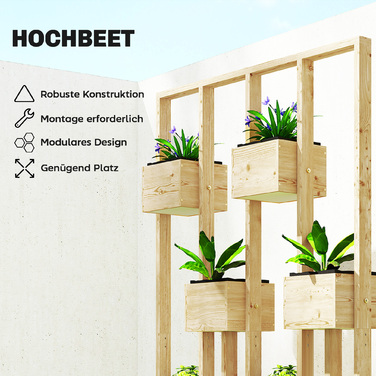 Підвищене грядка з опорою для ліан, кошики, дерев'яний ящик для рослин, горщик для квітів, 90 x 45 x 170 см