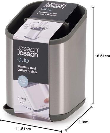 Підставка для столових приборів Joseph Joseph Duo для кухонної мийки з місцем для ножів, сіра (сталь)