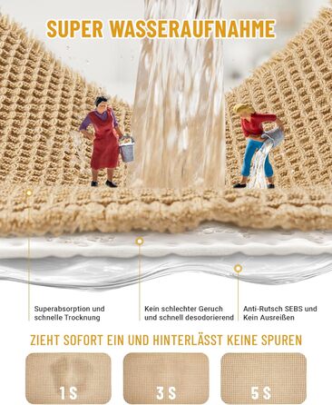 Набір килимків для ванної кімнати, антиковзні килимки, килимок для ванної, набір 2 шт, бохо килимок для ванної, пральний душ-килимок для вітальні, спальні, ванної кімнати, декор для ванної, 51 x 60 см + 41 x 61 см, коричневий та білий (коричневий)
