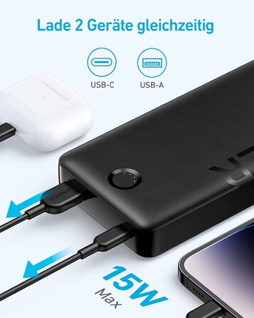 МАг, USB-C, 15 Вт, для iPhone/Galaxy, Чорний, 20K II, Power Bank 20 000