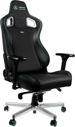 Ігровий крісло Noblechairs Epic - Mercedes-AMG Petronas F1 Team Edition, преміум-модель з підголівником та поперековою підтримкою, чорний, для геймерів