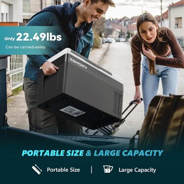 EUHOMY Компресорна холодильна сумка -20℃~20℃, 12/24V DC & 230V AC, Bluetooth, 26QT (24 літри)