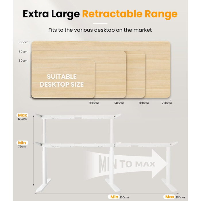 Електричний регульований стіл MAIDeSITe EL2 Pro Art з овальною основою, Dualmotor, 180 кг, 4 пам'яті, захист від зіткнень (білий)