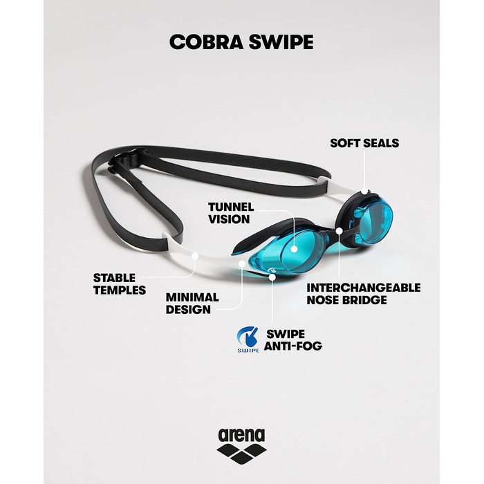 Чоловічі окуляри для плавання ARENA Cobra, універсальний синьо-білий колір