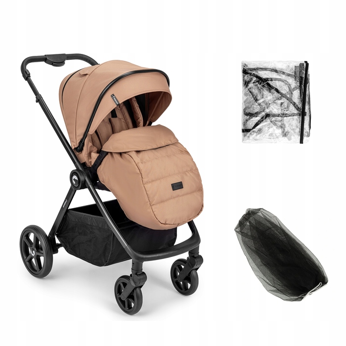 Дитячий прогулянковий візок Kidnort Älskar, коричневий, алюмінієвий, з аксесуарами