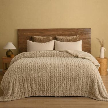 Плед Sherpa Fleecedecke: теплий, м'який, оксамитовий плед 152x203 см, сертифікат Oeko-Tex®, Khaki