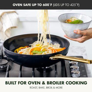 Wok GreenPan Reserve 28 см з антипригарним покриттям Ceramic, чорний, з нержавіючою сталі, без PFAS, для плити та духовки