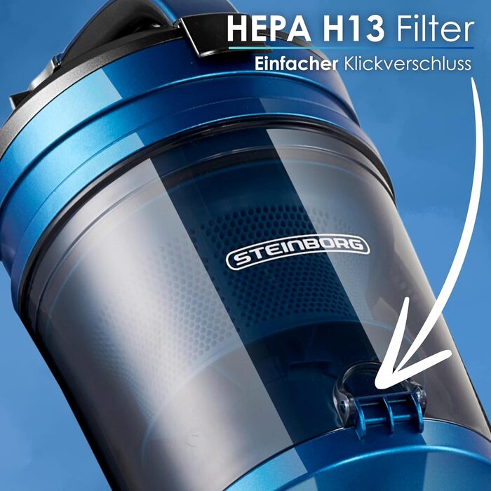 Пилголом Steinborg без мішка HEPA фільтр 2в1: для підлоги, щілини, м'яких меблів, 7м, 7м, 360° гнучкий шланг