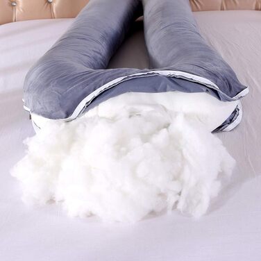 Подушка для вагітних Hongbi U-подібної форми, для сну на боці, знімний чохол, чорний+сірий, 120x65 см