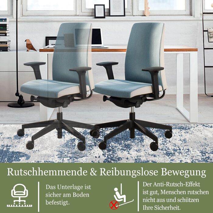 Підкладка під офісний стілець WTHYGB для захисту підлоги 90x150 см, ігрова, антиковзаюча, синьо-сіра