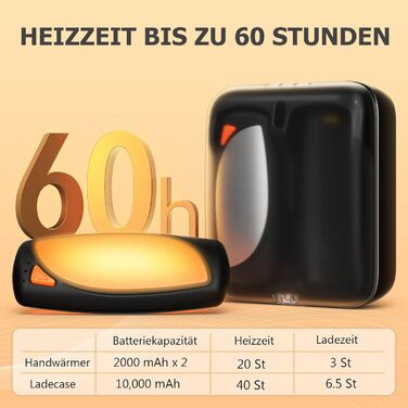 Електричні грілки для рук COTOP, 2 шт. з зарядним кейсом 14000 mAh, USB-C, 3 режими нагріву до 55°C, для кемпінгу, чорно-білі